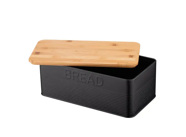 პურის შესანახი Ardesto Bread bin Midori 33х18х12cm, metal, bamboo, black, 5 image