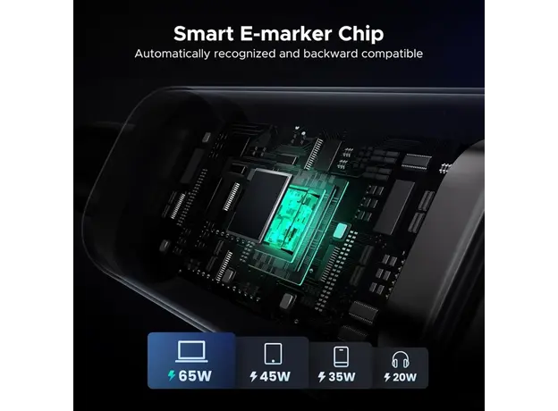 USB კაბელი UGREEN Uno L509 (35512), 100W, Type-C to Type-C, 2M, Black/Grey, 5 image