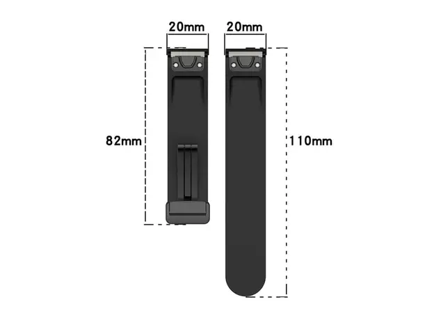 სმარტ საათის სამაჯური 42mm Watch Strap Black Buckle 20mm Magnetic Silicone Band - Black, 5 image