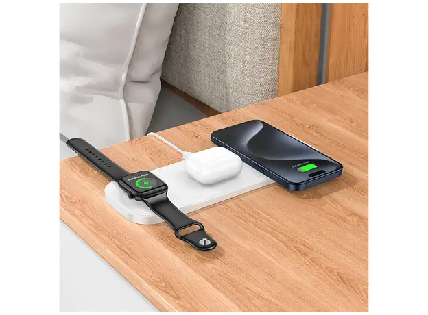 უსადენო დამტენი Hoco CQ5 Step 3-in-1 wireless fast charger White, 4 image