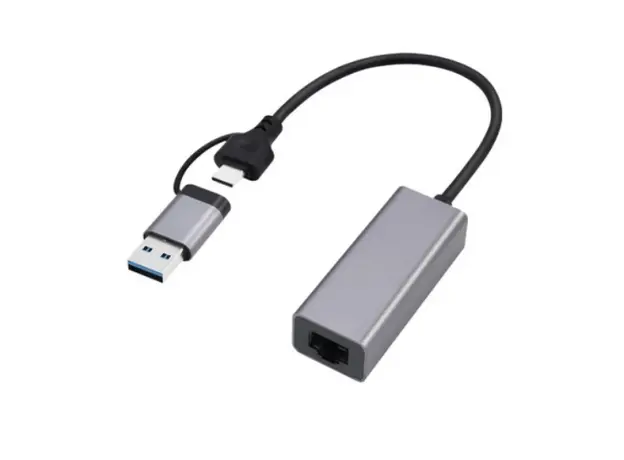 ადაპტერი Gembird A-USB3AC-LAN-01 USB 3.1 + type-C Gigabit network adapter space grey