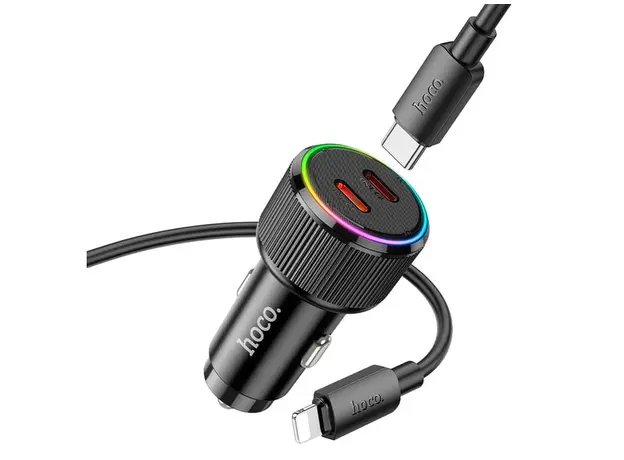 მანქანის დატენი Hoco NZ14B Guerrero PD50W Dual-Type-C car charger black, 4 image