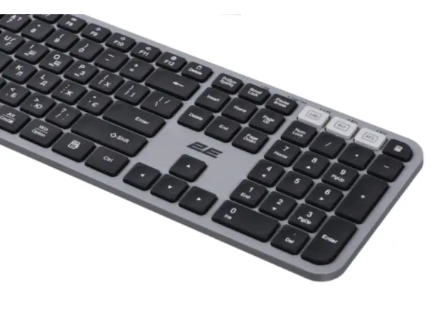 კლავიატურა 2E Keyboard membrane KS240 110key, WL/BT, EN/UK, grey-black, 5 image