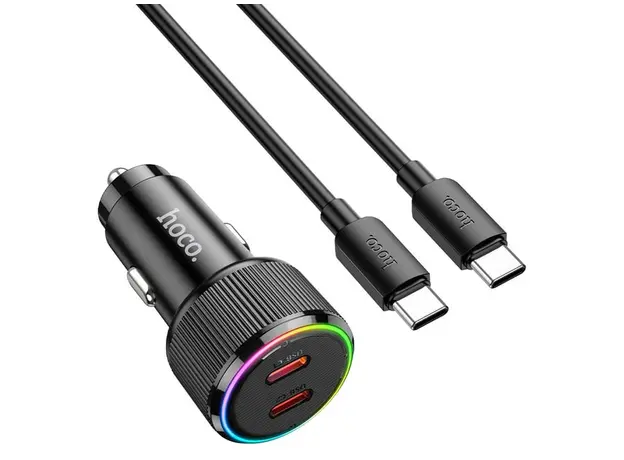 მანქანის დატენი Hoco NZ14B Guerrero PD50W Dual-Type-C car charger black, 5 image