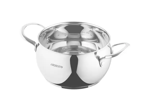 ქვაბი Ardesto Casserole with glass lid Gemini Liguria, 3l, stainless steel, 3 image