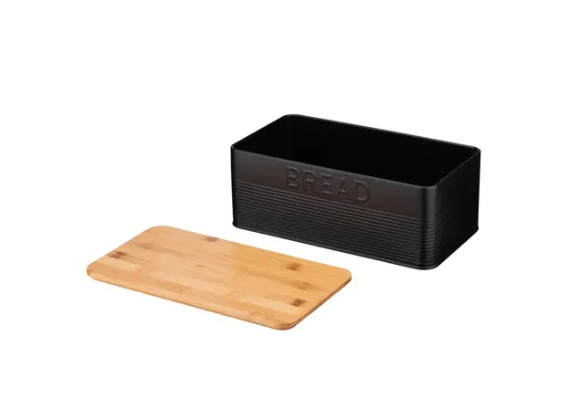 პურის შესანახი Ardesto Bread bin Midori 33х18х12cm, metal, bamboo, black, 4 image
