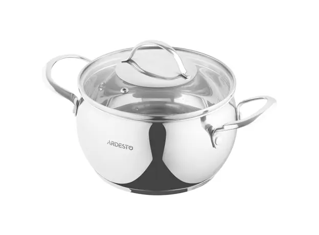 ქვაბი Ardesto Casserole with glass lid Gemini Liguria, 3l, stainless steel, 2 image