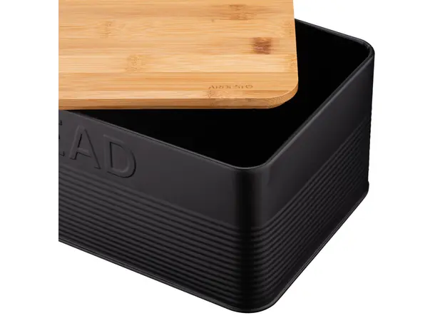 პურის შესანახი Ardesto Bread bin Midori 33х18х12cm, metal, bamboo, black, 8 image
