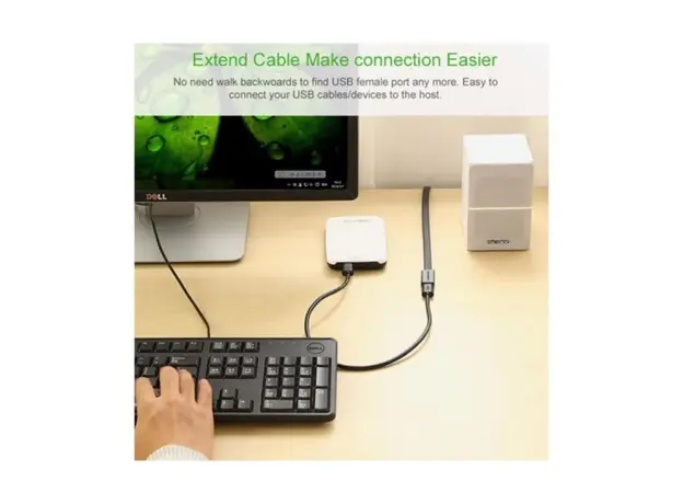 USB დამაგრძელებელი Ugreen US129 (30126) USB 3.0 A male to female flat cable Black 1.5M Extension Cable, 4 image