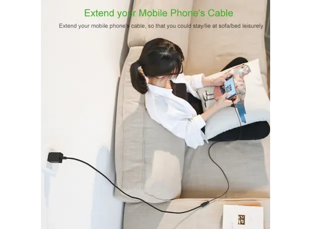 USB დამაგრძელებელი Ugreen US129 (30126) USB 3.0 A male to female flat cable Black 1.5M Extension Cable, 5 image