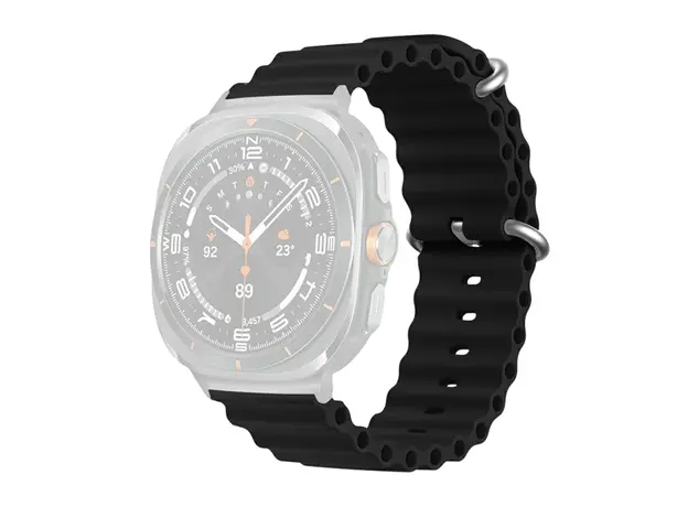 სმარტ საათის სამაჯური TVC Samsung Galaxy Watch Ultra 47mm Wavy Design Double Buckle Silicone Watch Band - Black, 3 image