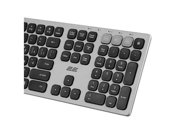 კლავიატურა 2E 2E-KS270WBGR Scissor, Wireless, USB, Bluetooth, Keyboard, Grey/Black, 4 image