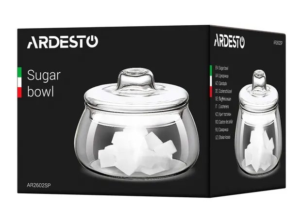 საშაქრე Ardesto Sugar bowl, 500ml, borosilicate glass, transparent, 6 image