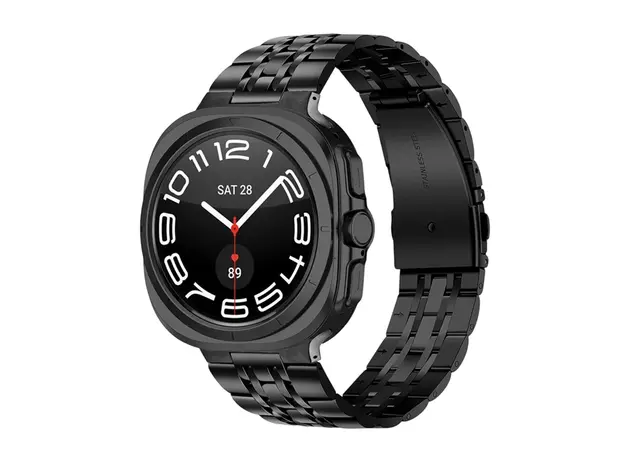 სმარტ საათის სამაჯური TVC Samsung Galaxy Watch Ultra 47mm Band Stainless Steel 7-Bead Slim Watch Strap Bracelet - Black, 2 image