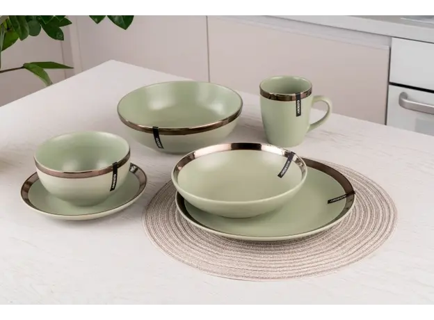 სალათის თასი Ardesto Bowl Liguria Green bay, 22cm, ceramics,  green, 4 image