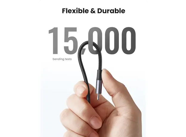 USB კაბელი UGREEN US304 (60760), MFi USB-C to Lightning Cable, 1.5m, Black, 4 image