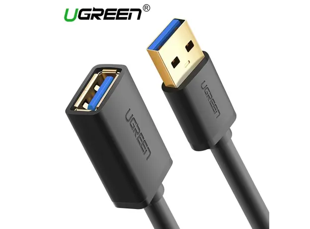 USB დამაგრძელებელი Ugreen US129 (30126) USB 3.0 A male to female flat cable Black 1.5M Extension Cable, 2 image