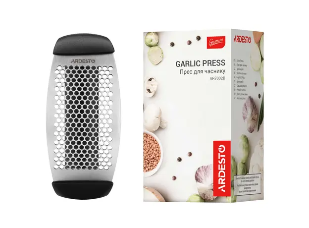 ნივრის საჭყლეტი Ardesto Garlic press Gemini, 12cm, stainless steel steel, plastic, black, 5 image
