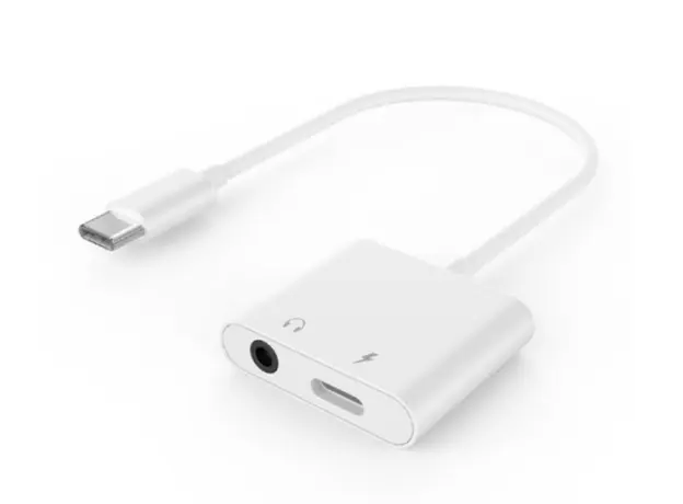 ადაპტერი Gembird A-CM-3.5FP-01 Audio adapter cable USB Type-C to 3.5mm+power socket White, 2 image