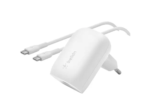 კაბელი და ადაპტერი Belkin Wall Charger 30W USB-C PD PPS, 1M PVC C-С, white, 2 image