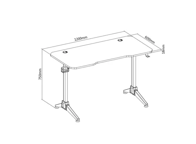 სათამაშო მაგიდა 2E GAMING Table OTOROSHI, 120х60x75cm, white-grey, 4 image