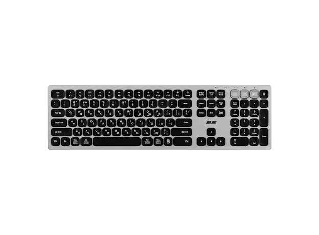 კლავიატურა 2E 2E-KS270WBGR Scissor, Wireless, USB, Bluetooth, Keyboard, Grey/Black, 2 image