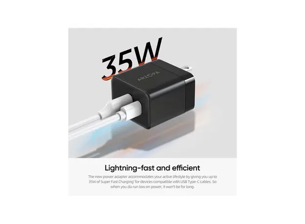 დამტენი Arzopa C35 GaN Power Adapter USB/USB-C 35W, 4 image