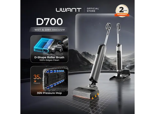 მტვერსასრუტი Uwant D700, 20,000Pa, 700ML, Wet And Dry Vacuum Cleaner With D-Shaped Rolling Brush, Grey, 17 image