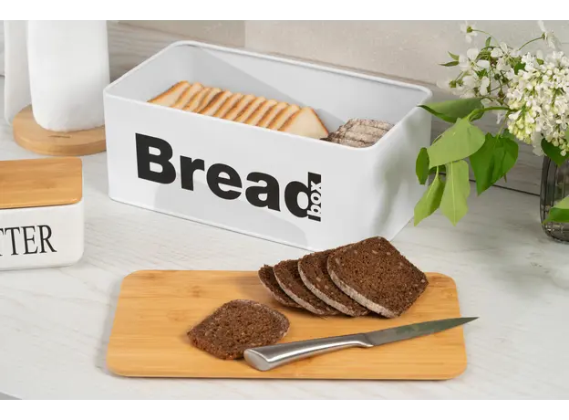 პურის შესანახი Ardesto Bread bin Midori 33х18х13cm, metal, bamboo, white, 5 image