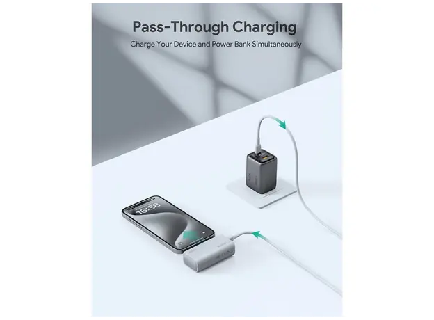 პორტატული დამტენი Aukey PB-Y59 Spark Mini 5000mAh 22.5W Compact Powerbank with USB-C Connector - White, 11 image