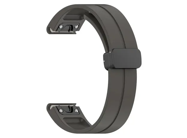 სმარტ საათის სამაჯური 42mm Watch Strap Black Buckle 20mm Magnetic Silicone Band - Dark Grey, 4 image