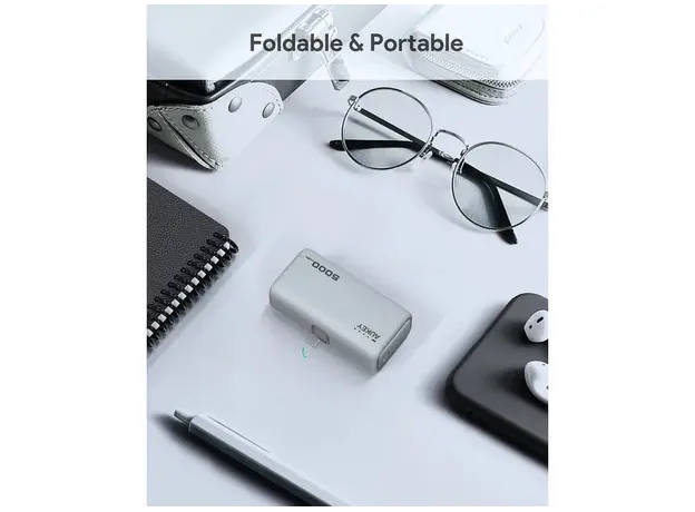 პორტატული დამტენი Aukey PB-Y59 Spark Mini 5000mAh 22.5W Compact Powerbank with USB-C Connector - White, 6 image