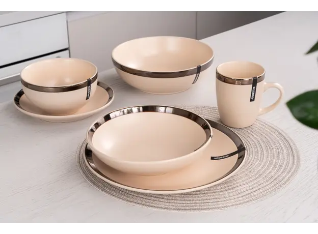 სალათის ჯამი Ardesto Bowl Liguria Cream, 14cm, ceramics, creamy, 4 image