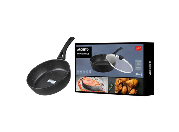 ტაფა Ardesto Deep Fry pan with lid Gemini Livorno, 26cm, aluminium, black, 5 image