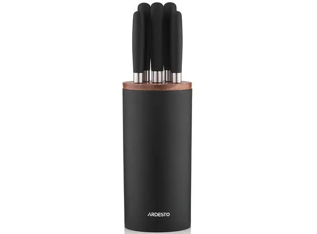 დანების კომპლექტი Ardesto Knives Set with block Gemini, 6pcs, stainless steel, plastic, black, 2 image