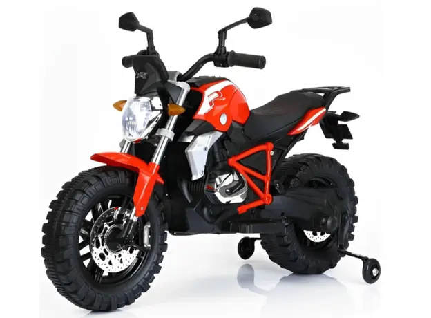 ბავშვის ელექტრო მოტოციკლი 608R ტყავის სავარძლითა და კაუჩუკის საბურავებით