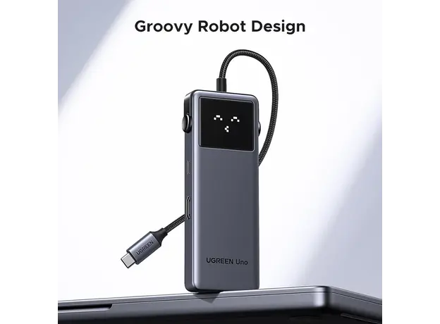 USB-C ჰაბი UGREEN CM888 (35998) Groovy Robot, 6-in-1, HDMI, USB-A, Type-C, HUB, Space Gray, 7 image