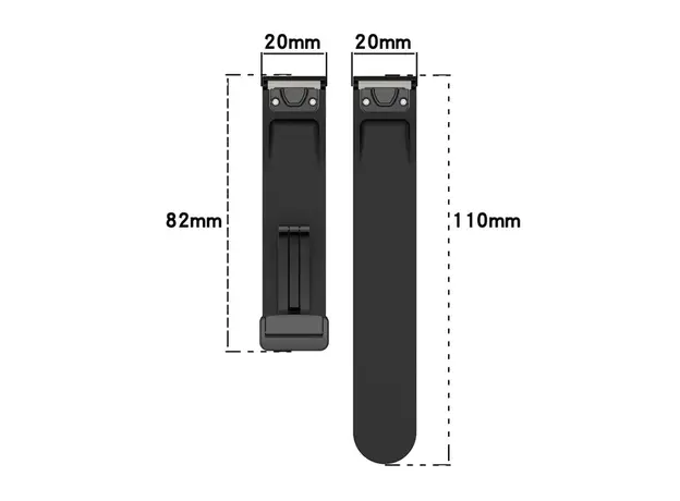 სმარტ საათის სამაჯური 42mm Watch Strap Black Buckle 20mm Magnetic Silicone Band - Dark Grey, 6 image