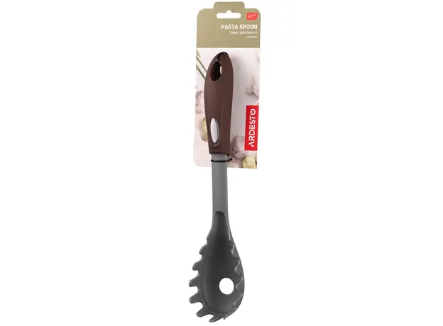კოვზი პასტისთვის Ardesto Spaghetti spoon Gemini, 28cm, nylon, gray-brown, 2 image