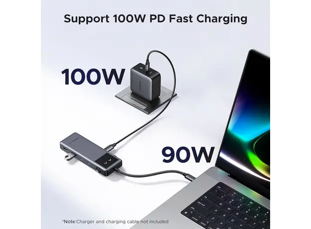 USB-C ჰაბი UGREEN CM888 (35998) Groovy Robot, 6-in-1, HDMI, USB-A, Type-C, HUB, Space Gray, 10 image