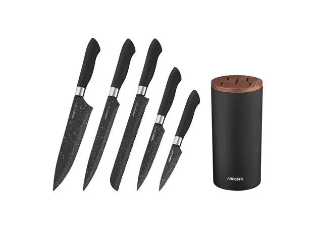 დანების კომპლექტი Ardesto Knives Set with block Gemini, 6pcs, stainless steel, plastic, black