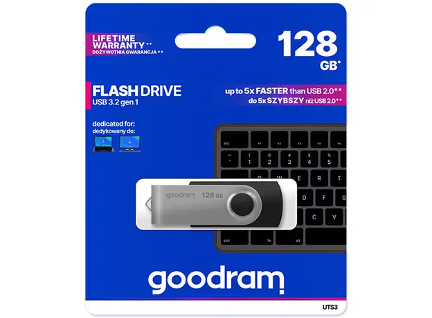 ფლეშ მეხსიერება Flash Goodram 128GB UTS3 BLACK USB 3.2 Gen 1, 6 image