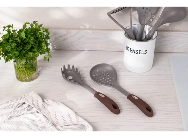 კოვზი პასტისთვის Ardesto Spaghetti spoon Gemini, 28cm, nylon, gray-brown, 3 image