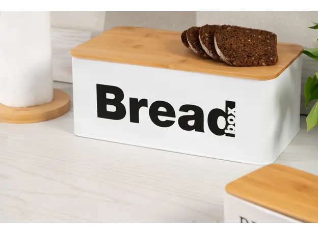 პურის შესანახი Ardesto Bread bin Midori 33х18х13cm, metal, bamboo, white, 6 image