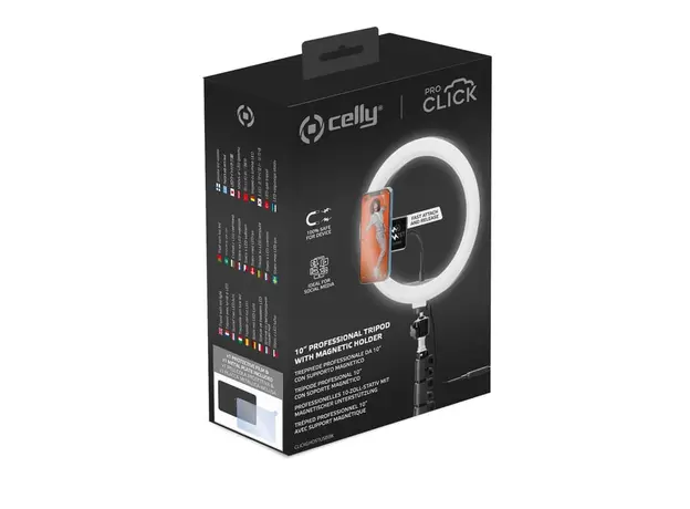 მობილურის სამაგრი Celly Click Pro Professional Tripod with Magnetical Holder Black, 5 image