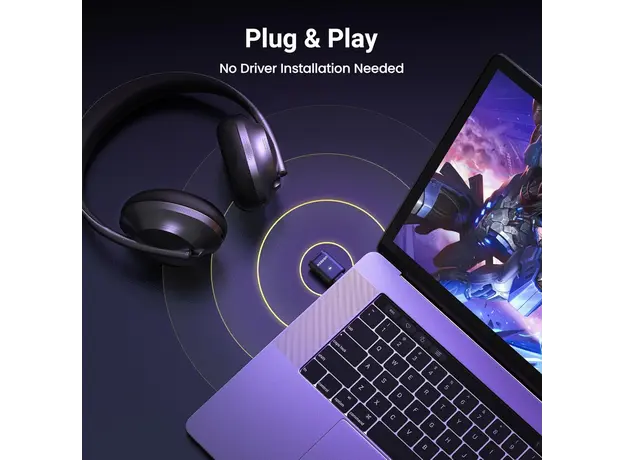 Bluetooth ადაპტერი UGREEN BT501 (45008), Bluetooth Transmitter Audio Adapter fOR PS5, Black, 9 image