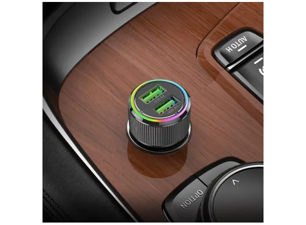 მანქანის დამტენი Hoco NZ14 Guerrero 36W USB dual-port car charger black, 4 image