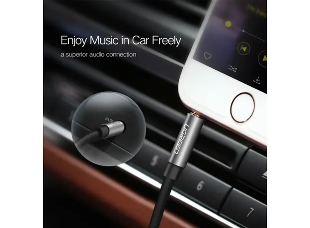 AUX კაბელი UGREEN AV119 (10732) 3.5mm Male to 3.5mm Male Cable 0.5m (Black), 6 image