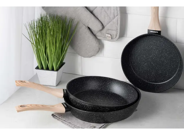 ტაფა Ardesto Deep Fry pan Midori 24cm, aluminium, black, 4 image