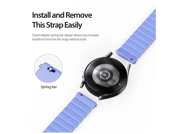 სმარტ საათის სამაჯური DUX DUCIS YA Series 43mm Genuine Cow Leather Strap 20mm Watch Band - Dark Blue+Baby Blue, 4 image